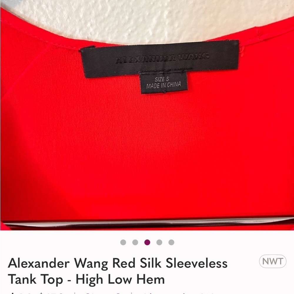 Alexander Wang Vibrant Red Silk Tank Top, Uneven hem. Gorgeous! Small - Picture 3 of 3